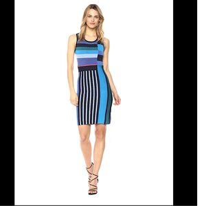 Desigual Womens Amico Sleeveless Dress Casual Stripe Bodycon Dress Medium